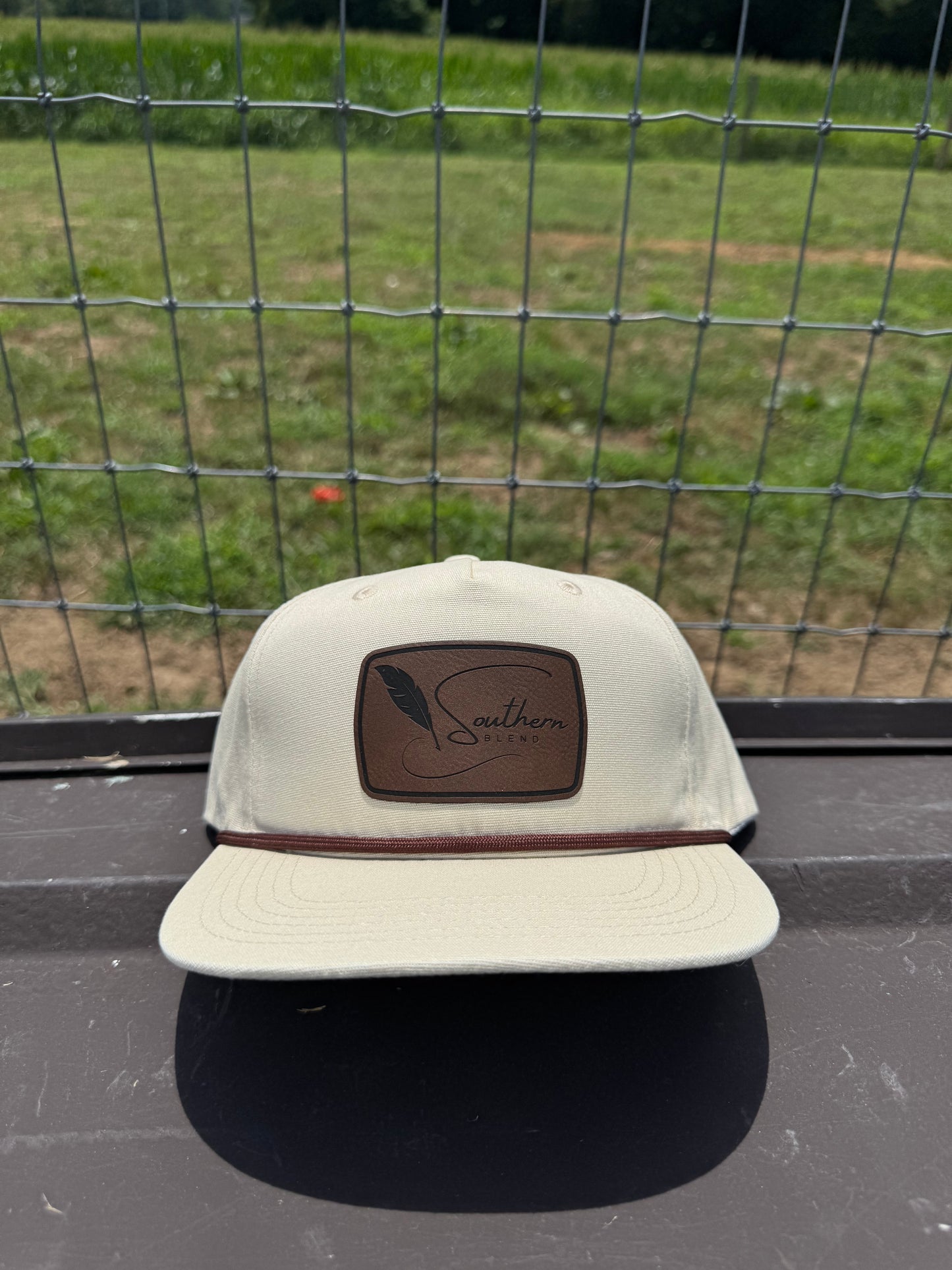 Cream Feather Rope Hat
