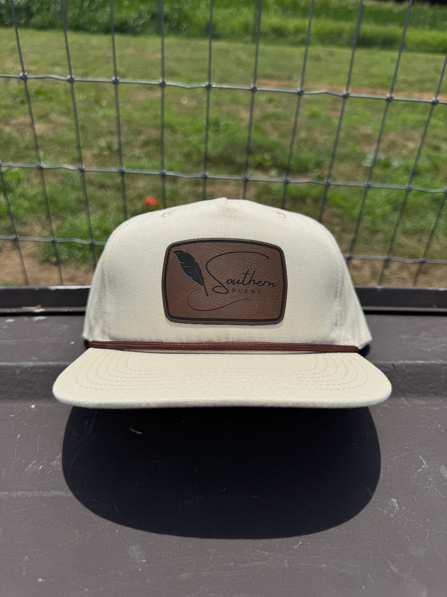 Cream Feather Rope Hat