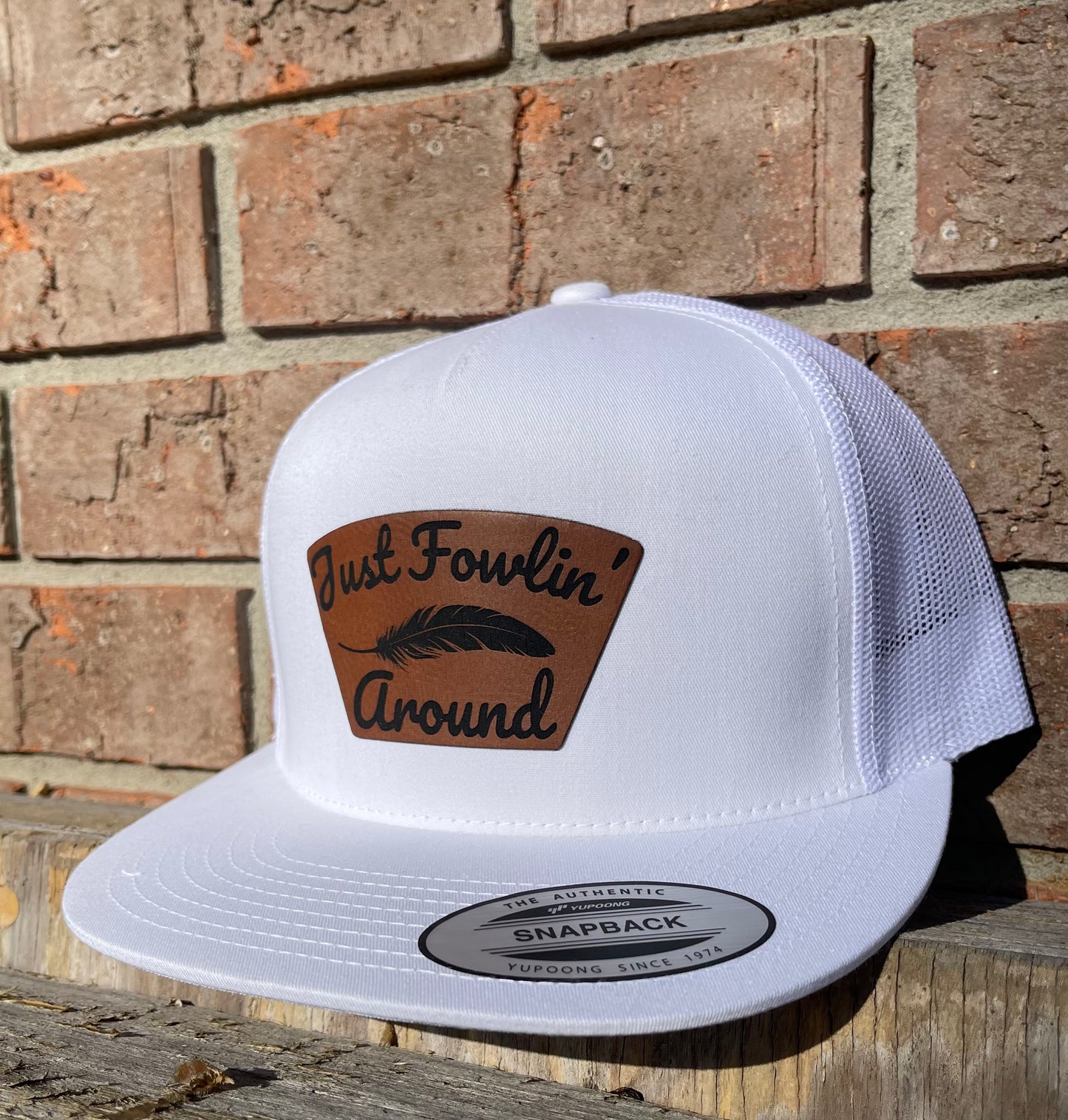 White Just Fowlin’ Around Flatbill With Feather Patch