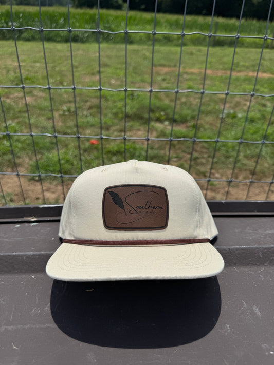 Cream Feather Rope Hat